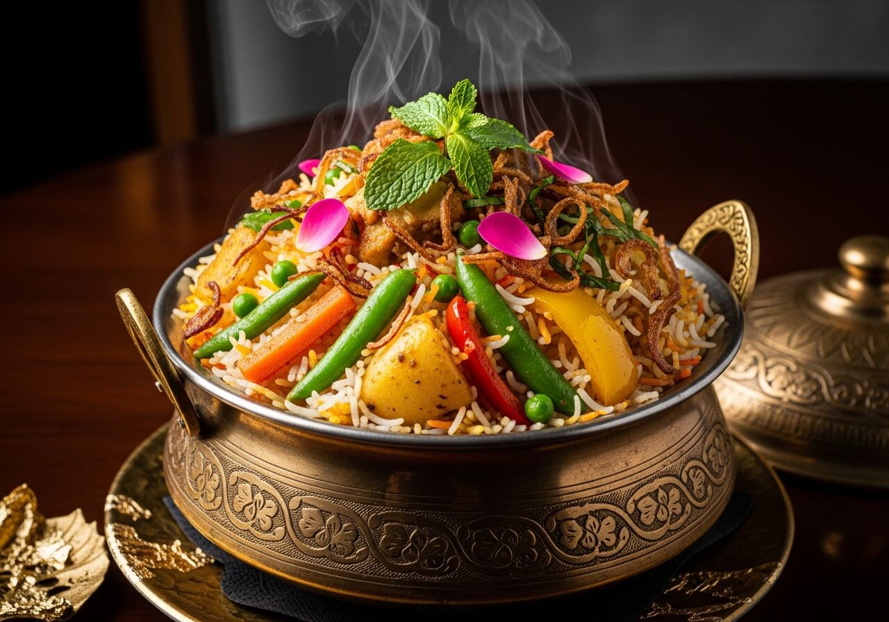 Biryani made with 1121 Raw Basmati Rice