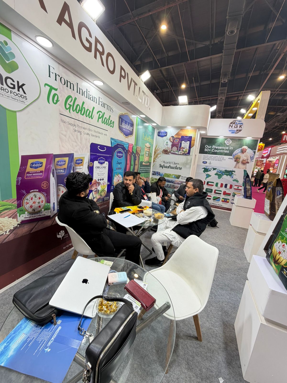 Business meeting table at exhibition